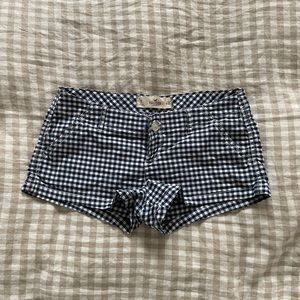 Hollister Navy and White Plaid Short Shorts